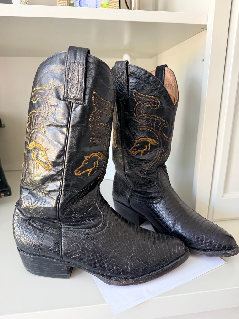Vintage Western Lizard Leather Cowboy Boots Made in Mexico Women’s 7.5